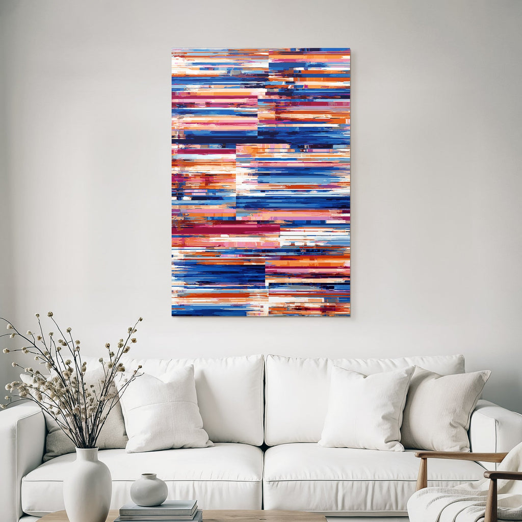 Neon and Pop Colors Dynamic Abstract Artwork Brush Stroke Pattern Blue Orange Pink