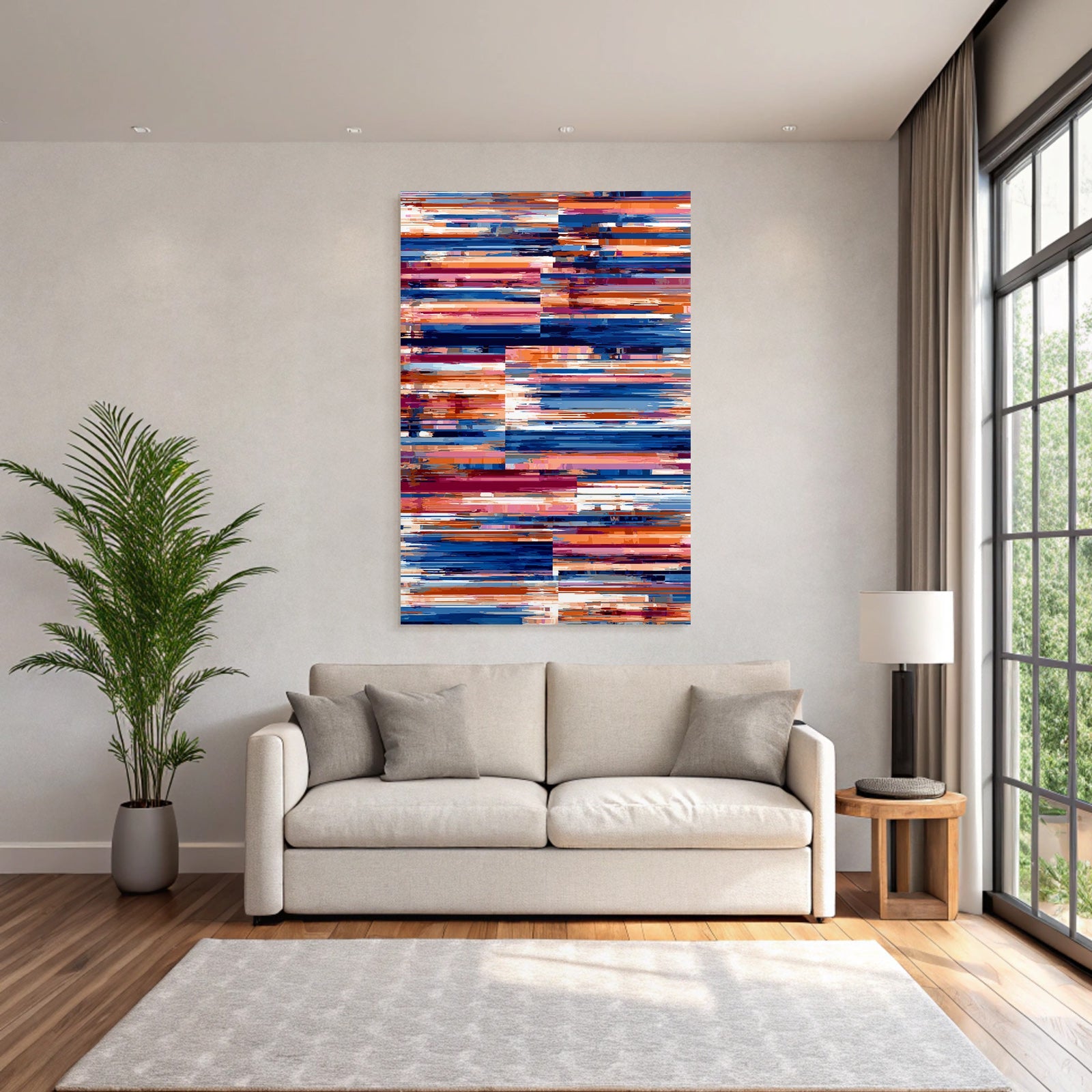 Neon and Pop Colors Dynamic Abstract Artwork Brush Stroke Pattern Blue Orange Pink
