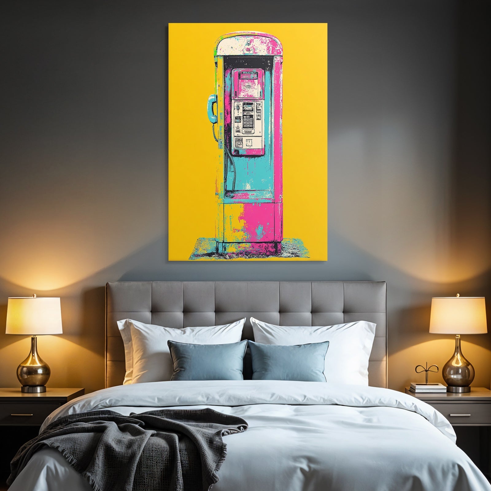 Neon Und Popfarben Payphone Kunstvoll Bunt Retro Design