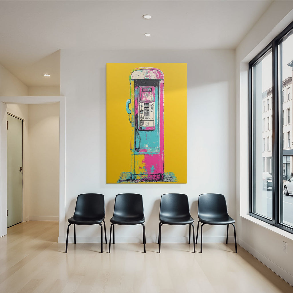 Neon Und Popfarben Payphone Kunstvoll Bunt Retro Design