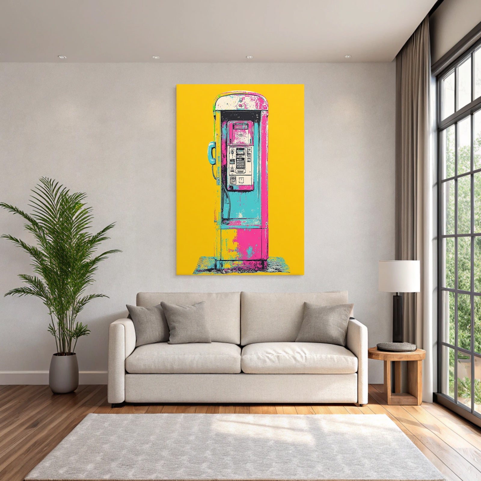 Neon Und Popfarben Payphone Kunstvoll Bunt Retro Design