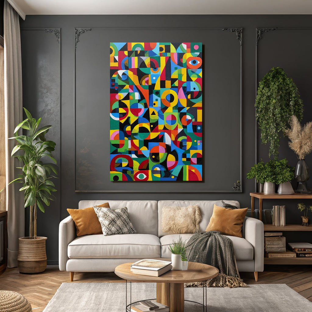 Neon Und Popfarben Vibrante Geometrische Abstrakte Malerei