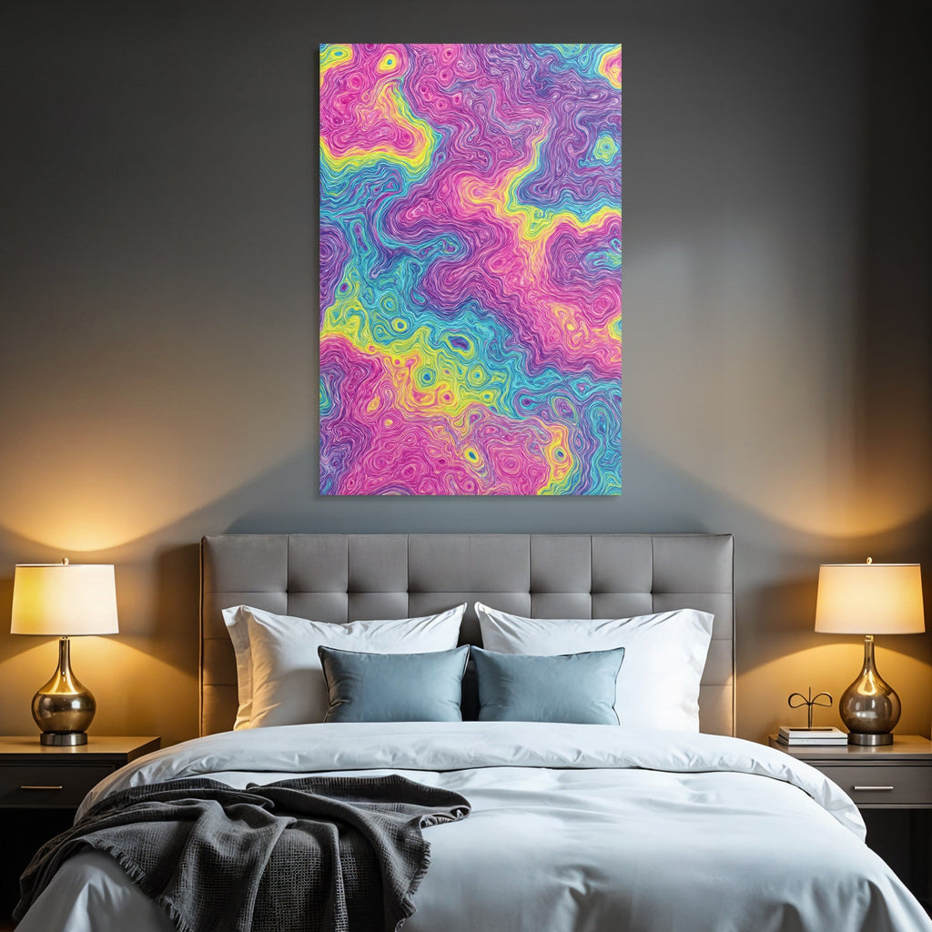 Neon Und Popfarben Vibrante Swirls Abstract Design Farbenfroh Digital Art