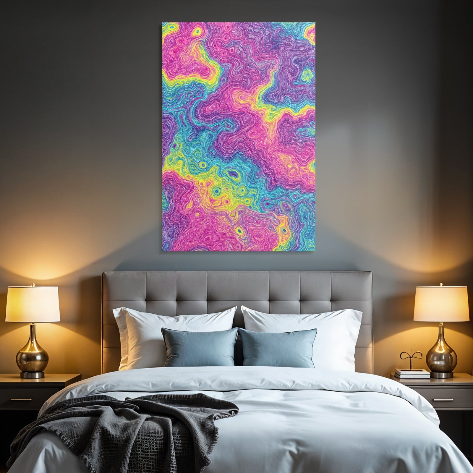 Neon Und Popfarben Vibrante Swirls Abstract Design Farbenfroh Digital Art