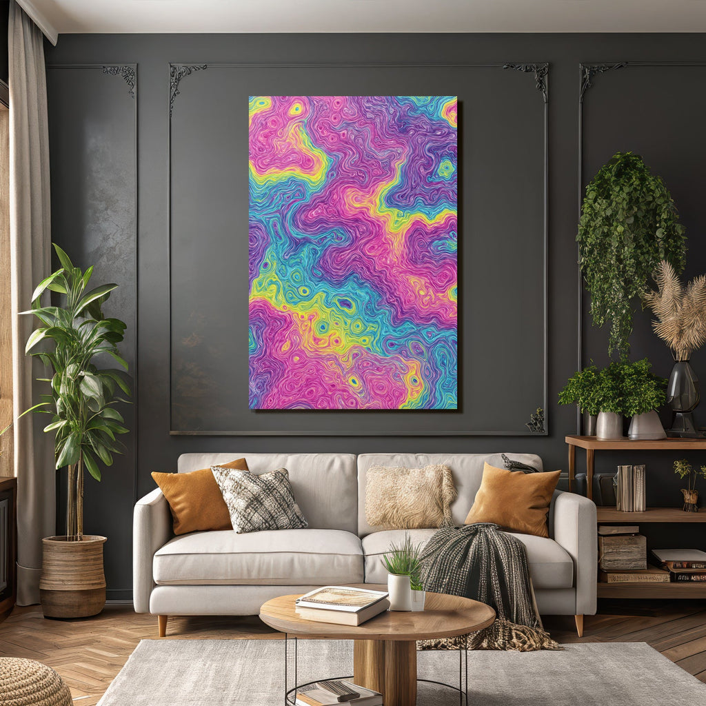 Neon Und Popfarben Vibrante Swirls Abstract Design Farbenfroh Digital Art