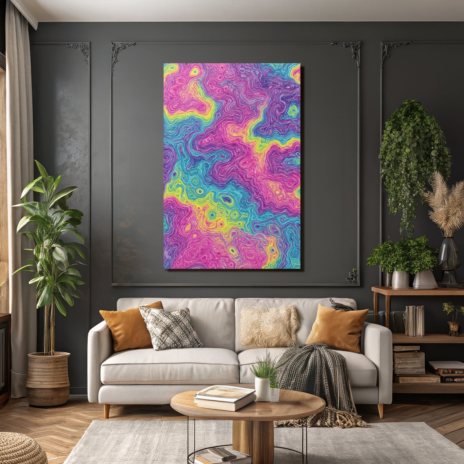Neon Und Popfarben Vibrante Swirls Abstract Design Farbenfroh Digital Art