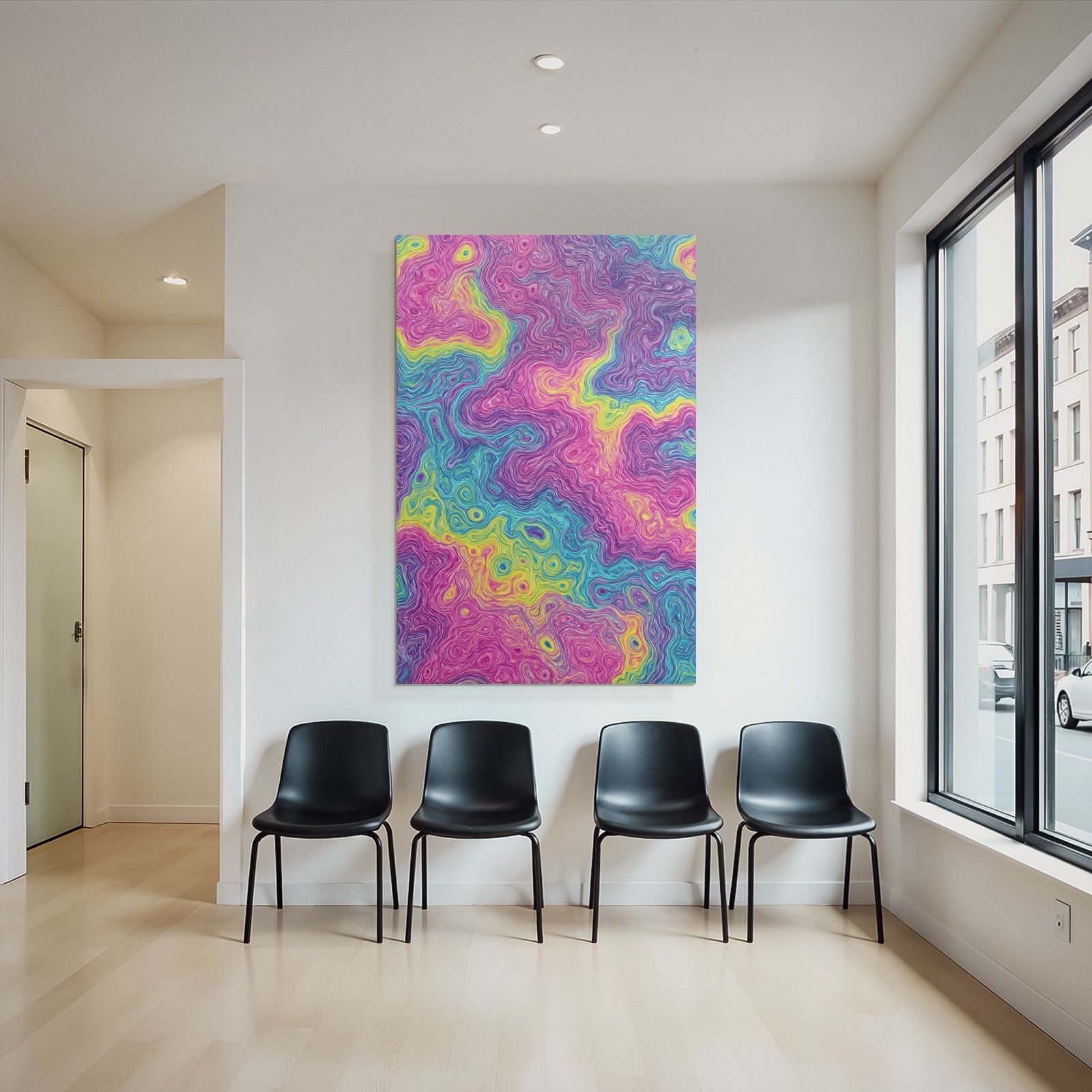Neon Und Popfarben Vibrante Swirls Abstract Design Farbenfroh Digital Art