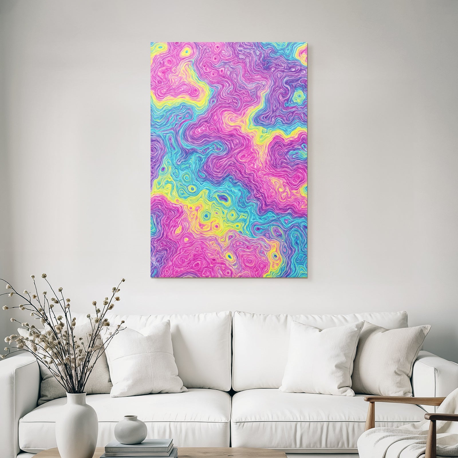Neon Und Popfarben Vibrante Swirls Abstract Design Farbenfroh Digital Art