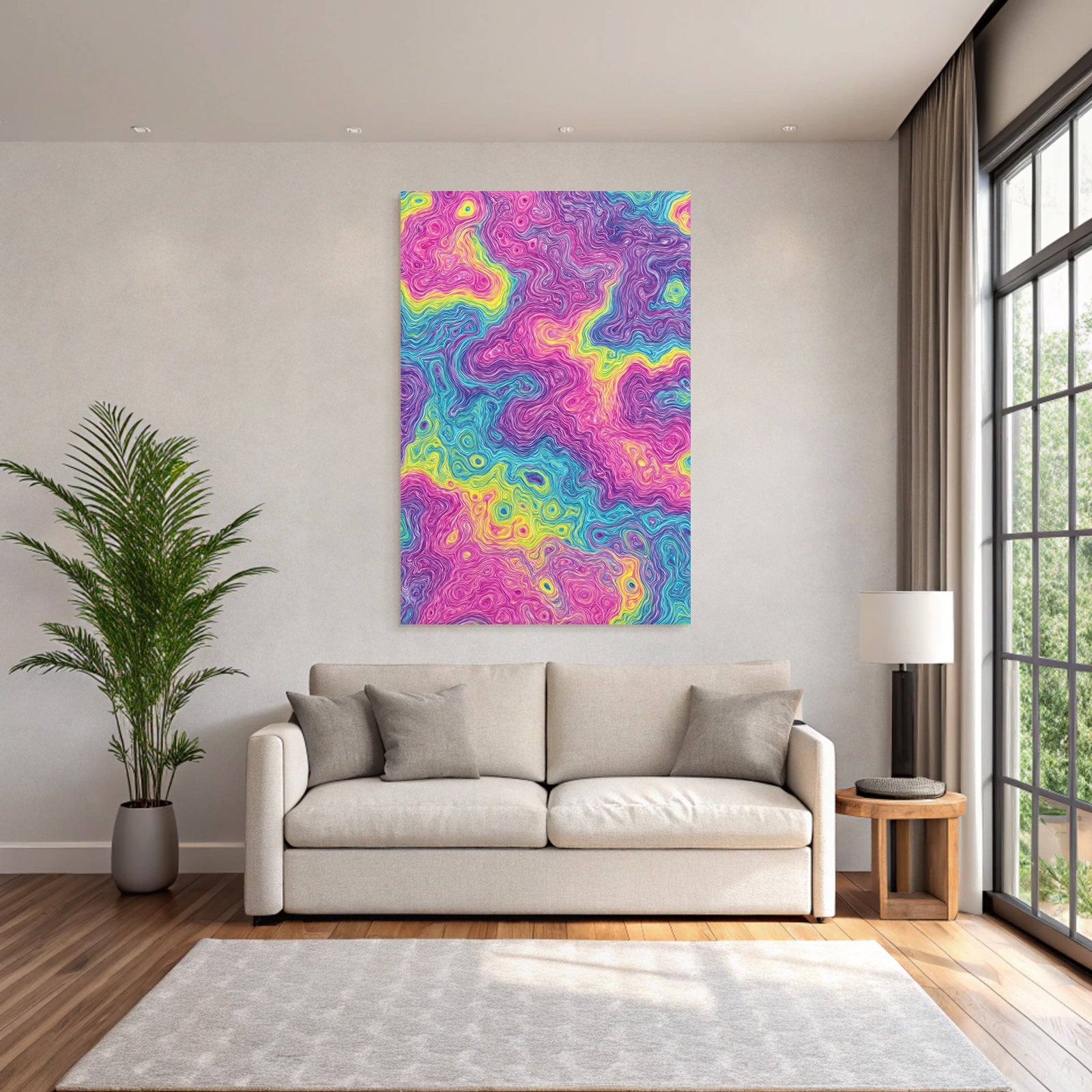 Neon Und Popfarben Vibrante Swirls Abstract Design Farbenfroh Digital Art