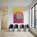 Neon Und Popfarben Vintage Rotary Telefon Bunt Retro Nostalgie Illustration