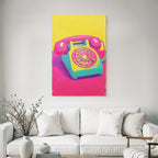 Neon Und Popfarben Vintage Rotary Telefon Bunt Retro Nostalgie Illustration