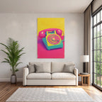 Neon Und Popfarben Vintage Rotary Telefon Bunt Retro Nostalgie Illustration