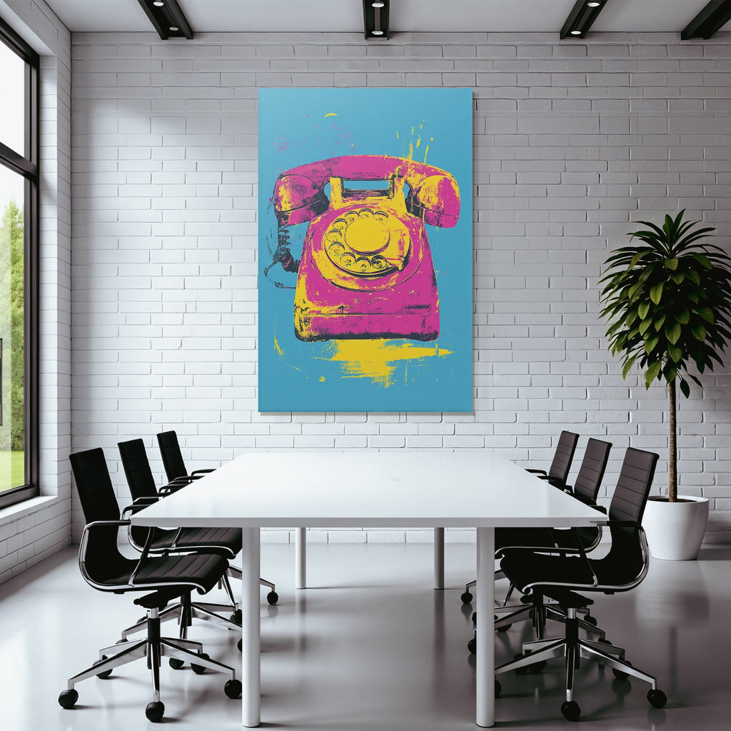 Neon Und Popfarben Vintage Rotary Telefon Farbige Darstellung Pop Art