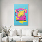 Neon Und Popfarben Vintage Rotary Telefon Farbige Darstellung Pop Art