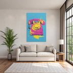 Neon Und Popfarben Vintage Rotary Telefon Farbige Darstellung Pop Art