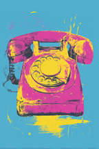 Neon Und Popfarben Vintage Rotary Telefon Farbige Darstellung Pop Art | Neon und Popfarben | Farbenwelten