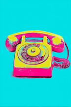 Neon Und Popfarben Vintage Rotary Telefon Pink Gelb Moderner Stil Blaür Hintergrund | Neon und Popfarben | Farbenwelten