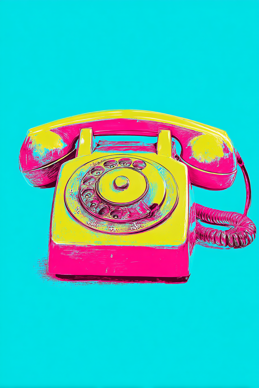 Neon Und Popfarben Vintage Rotary Telefon Pink Gelb Moderner Stil Blaür Hintergrund | Neon und Popfarben | Farbenwelten