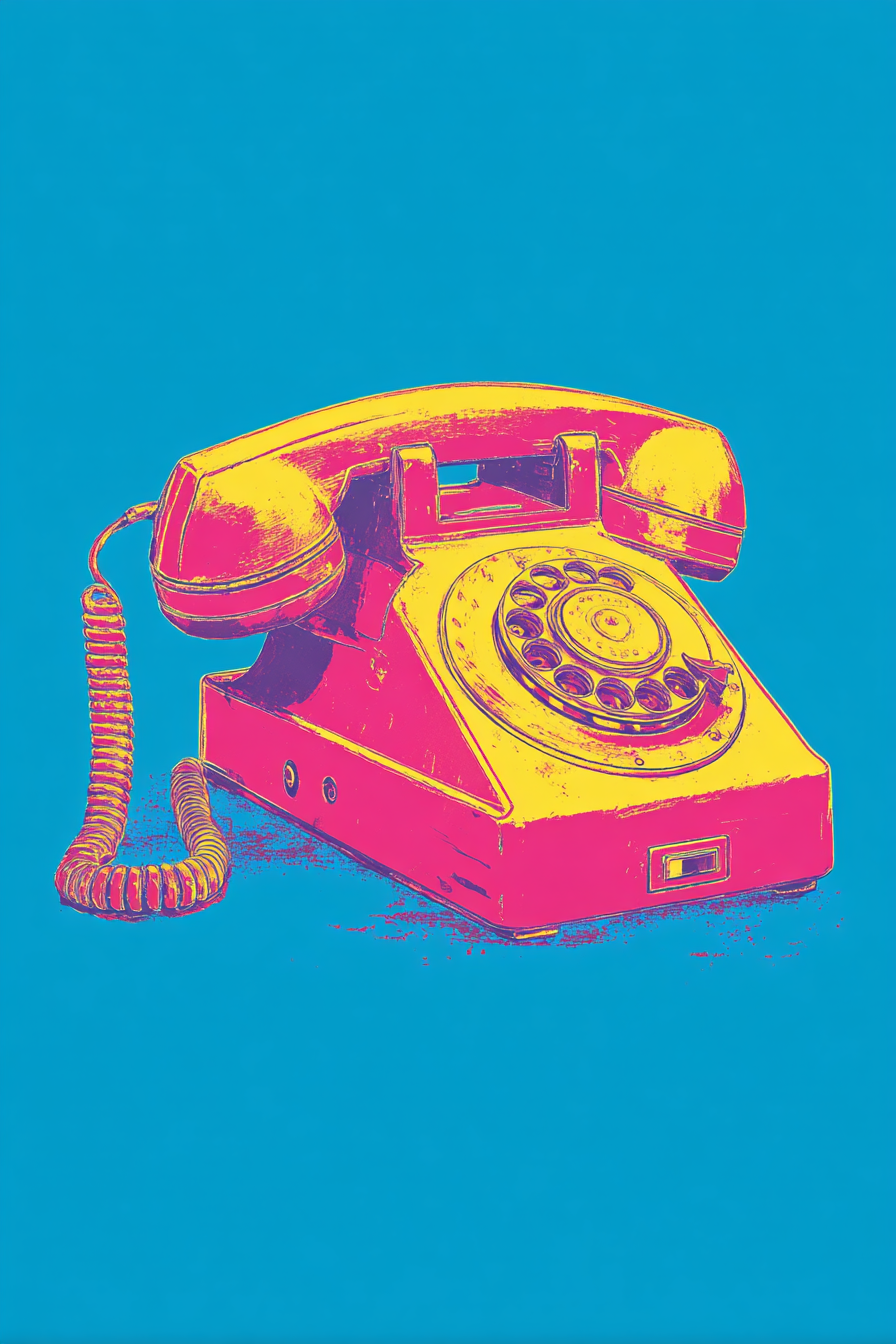 Neon Und Popfarben Vintage Rotary Telefon Pop Art Stil Blaü Hintergrund | Neon und Popfarben | Farbenwelten