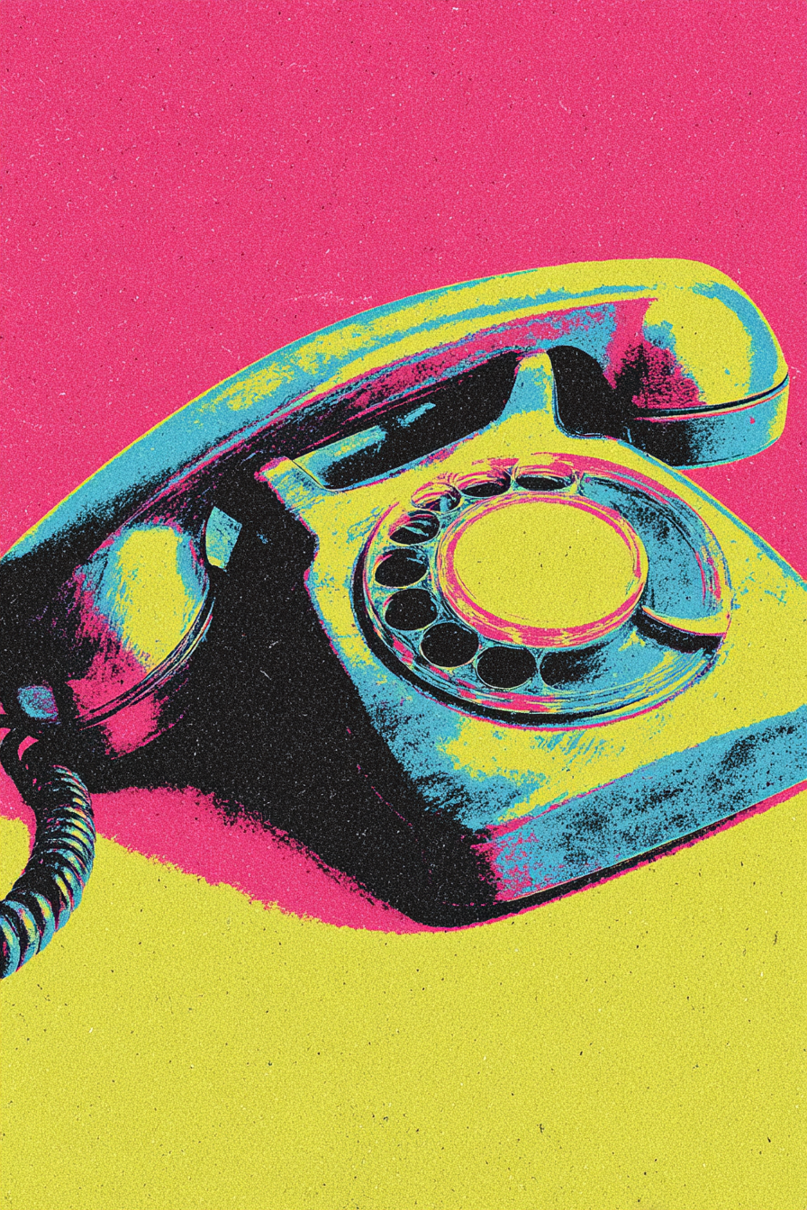 Neon Und Popfarben Vintage RoterTelefon Pop Art Ästhetic | Neon und Popfarben | Farbenwelten
