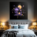 Neon Und Popfarben Abstract Geometrisches Design Purple Orange Und Weiss Auf Schwarzem Hintergrund