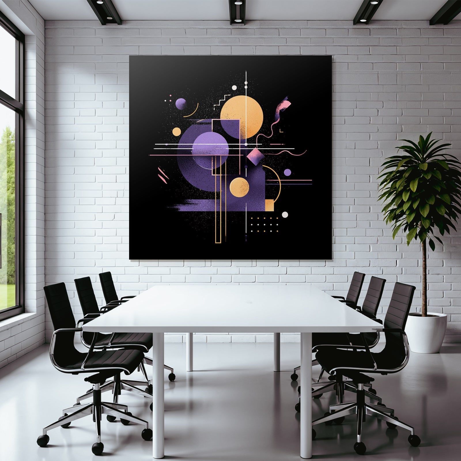 Neon Und Popfarben Abstract Geometrisches Design Purple Orange Und Weiss Auf Schwarzem Hintergrund