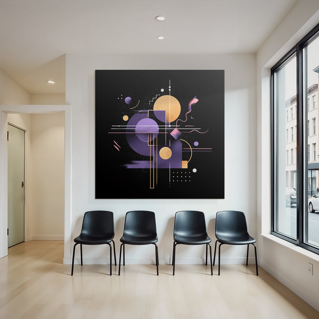 Neon Und Popfarben Abstract Geometrisches Design Purple Orange Und Weiss Auf Schwarzem Hintergrund