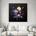 Neon Und Popfarben Abstract Geometrisches Design Purple Orange Und Weiss Auf Schwarzem Hintergrund