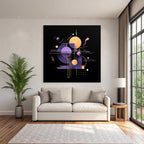 Neon Und Popfarben Abstract Geometrisches Design Purple Orange Und Weiss Auf Schwarzem Hintergrund