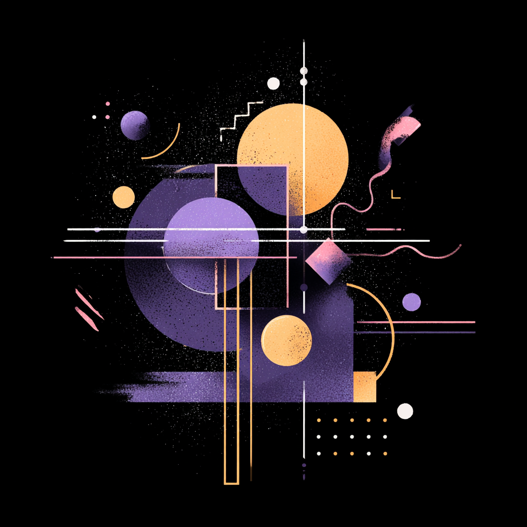 Neon Und Popfarben Abstract Geometrisches Design Purple Orange Und Weiss Auf Schwarzem Hintergrund | Neon und Popfarben | Farbenwelten