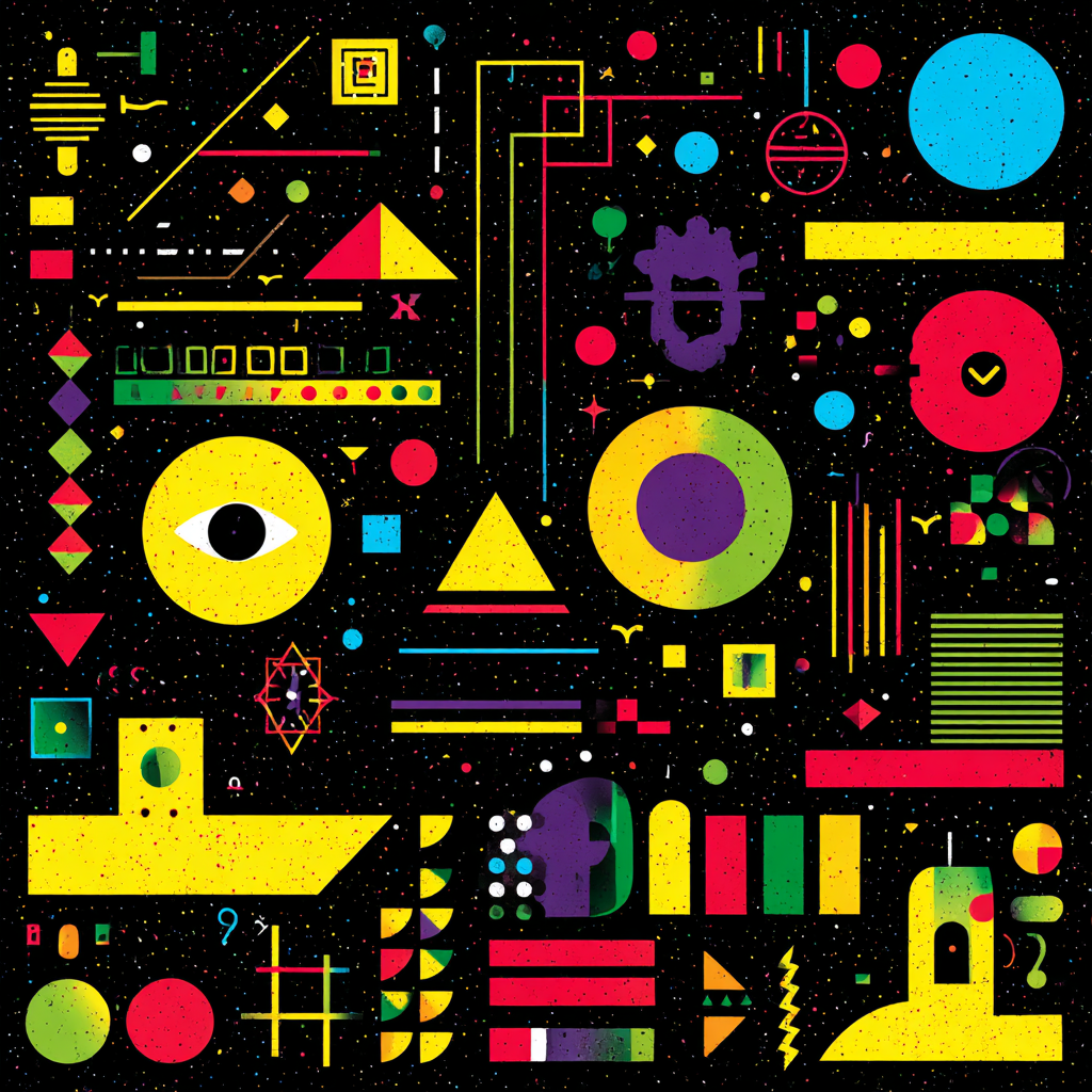 Neon Und Popfarben Abstrakte Geometrische Komposition Vibrante Farben Auf Schwarzem Hintergrund | Neon und Popfarben | Farbenwelten