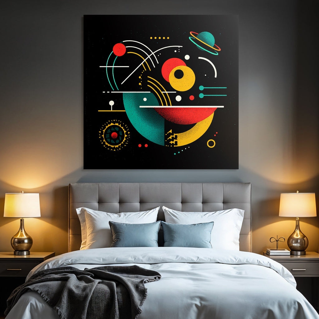 Neon Und Popfarben Abstraktes Design Farbige Formen Im Raumschiff Thema