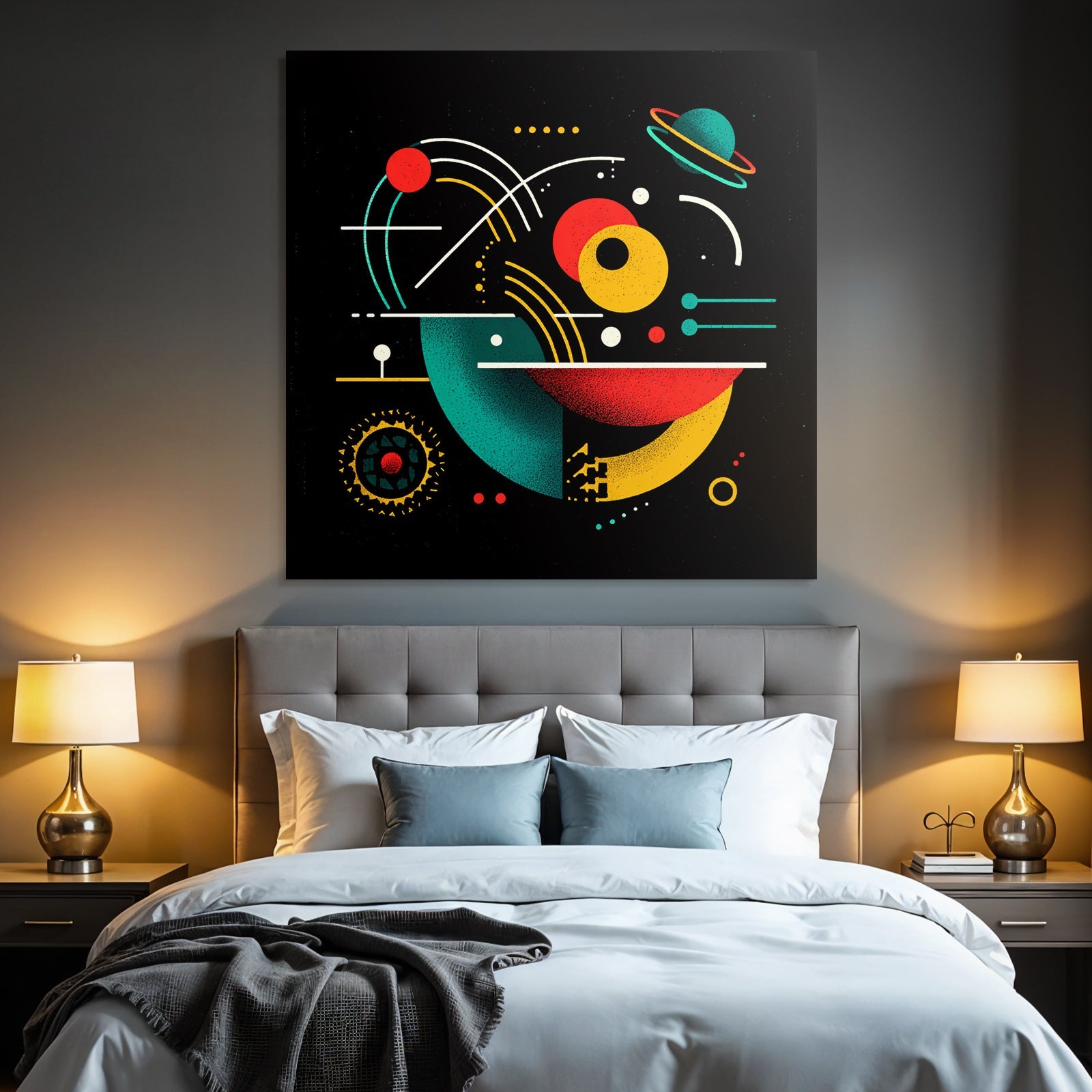 Neon Und Popfarben Abstraktes Design Farbige Formen Im Raumschiff Thema