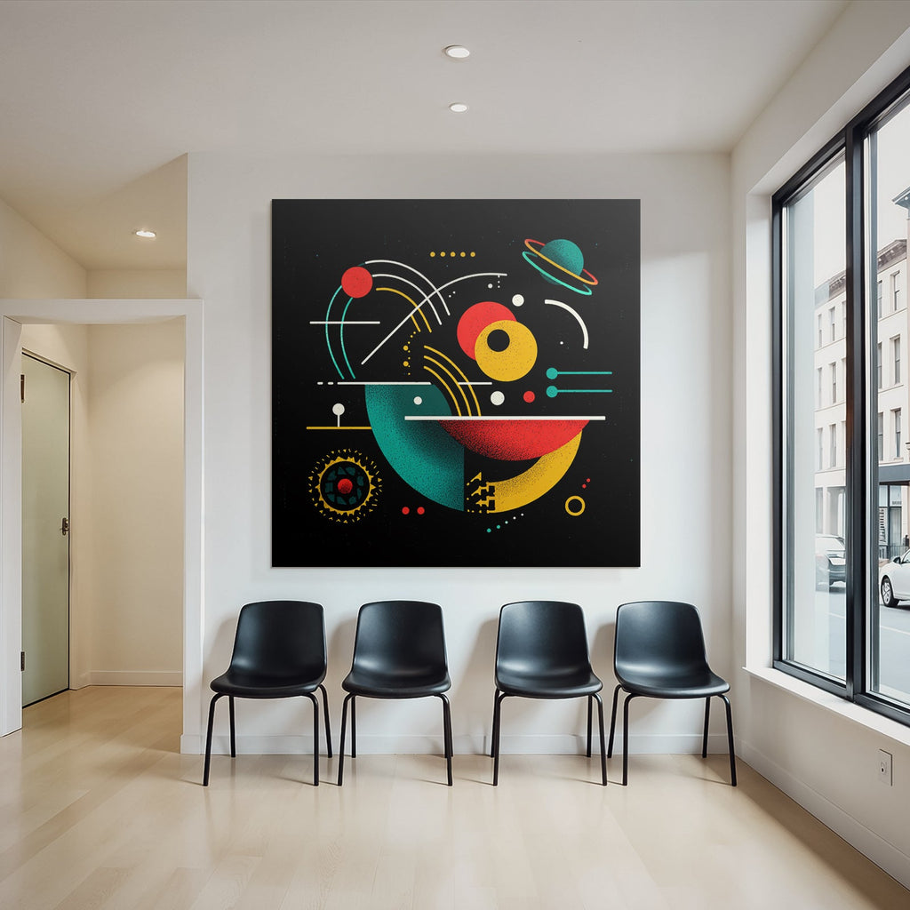 Neon Und Popfarben Abstraktes Design Farbige Formen Im Raumschiff Thema