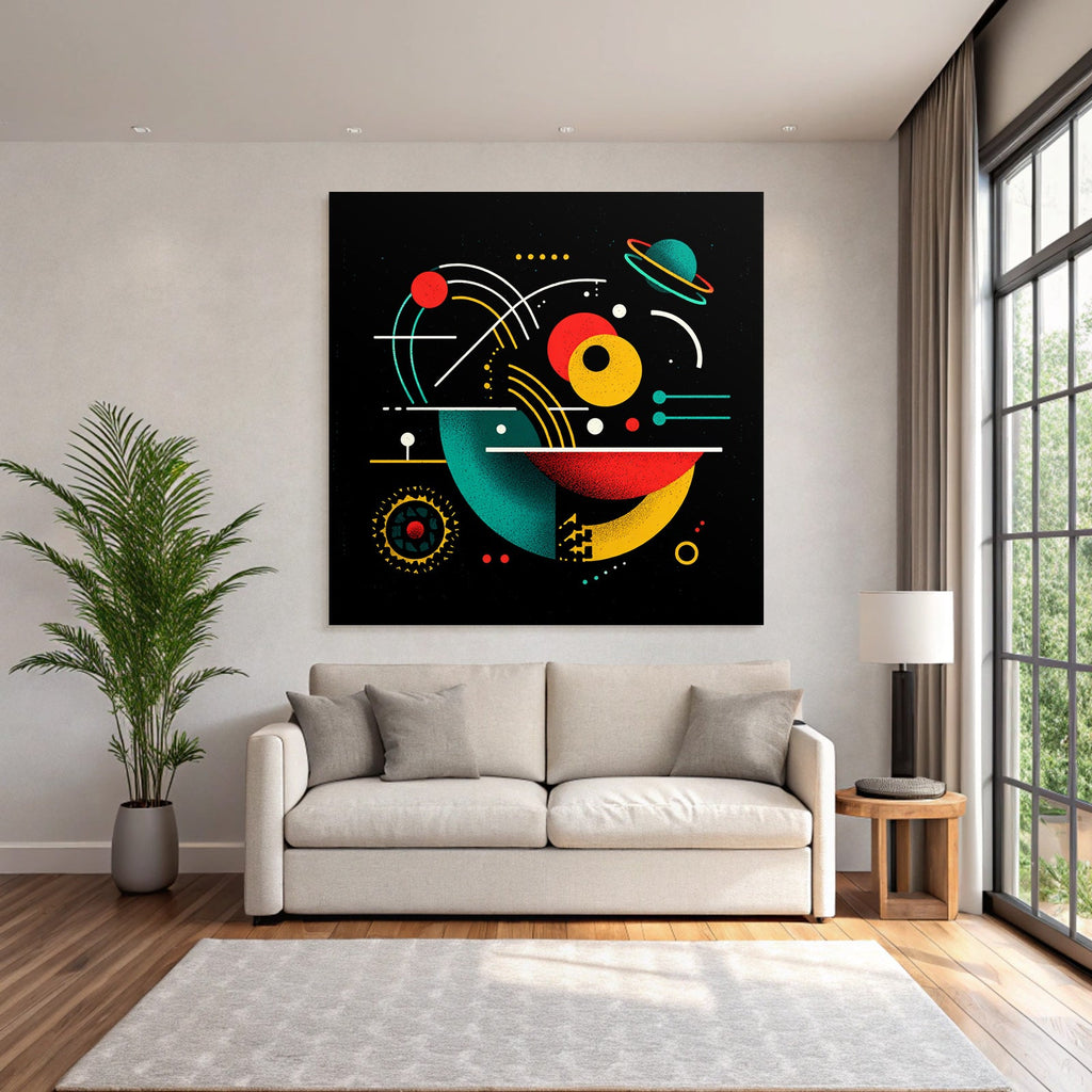 Neon Und Popfarben Abstraktes Design Farbige Formen Im Raumschiff Thema