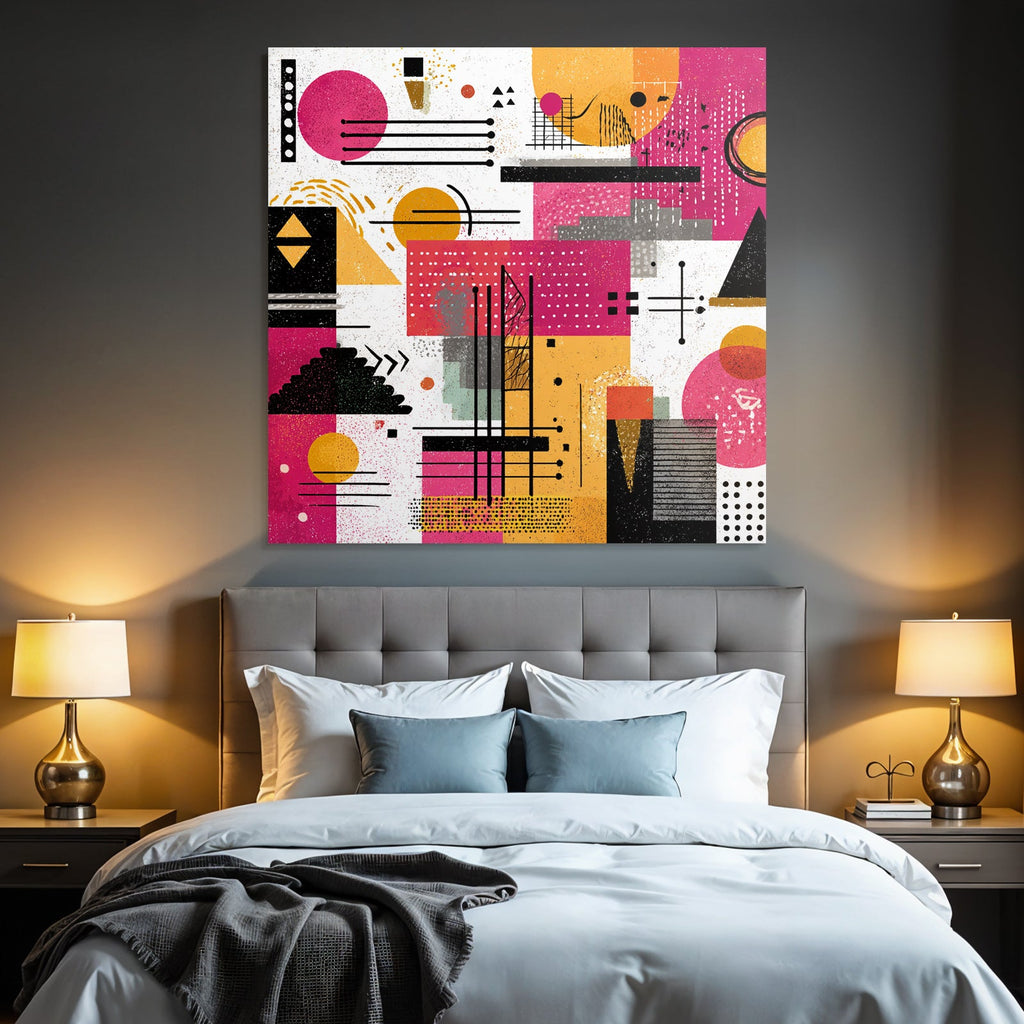 Neon Und Popfarben Abstraktes Design Geometrische Formen Farbpalette Pink Orange Schwarz Und Weiss