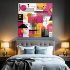 Neon Und Popfarben Abstraktes Design Geometrische Formen Farbpalette Pink Orange Schwarz Und Weiss