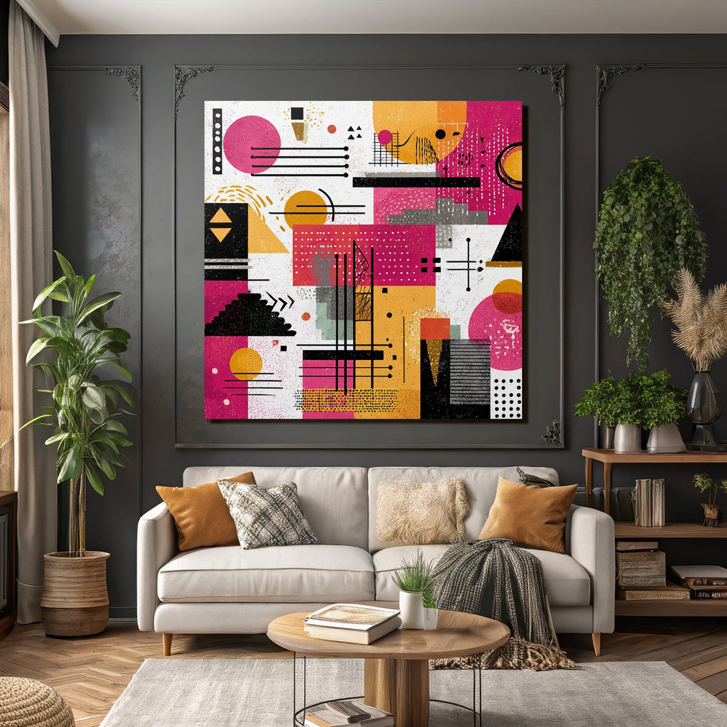 Neon Und Popfarben Abstraktes Design Geometrische Formen Farbpalette Pink Orange Schwarz Und Weiss