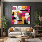 Neon Und Popfarben Abstraktes Design Geometrische Formen Farbpalette Pink Orange Schwarz Und Weiss