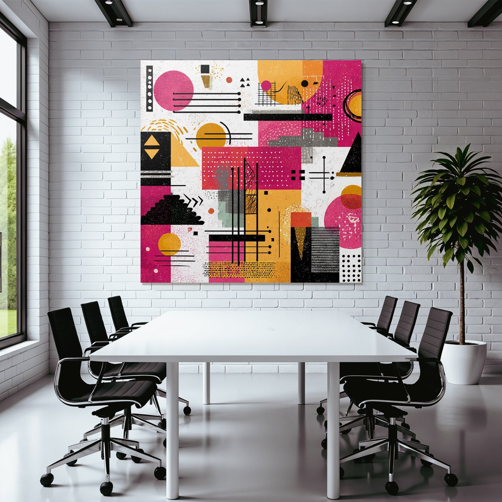 Neon Und Popfarben Abstraktes Design Geometrische Formen Farbpalette Pink Orange Schwarz Und Weiss