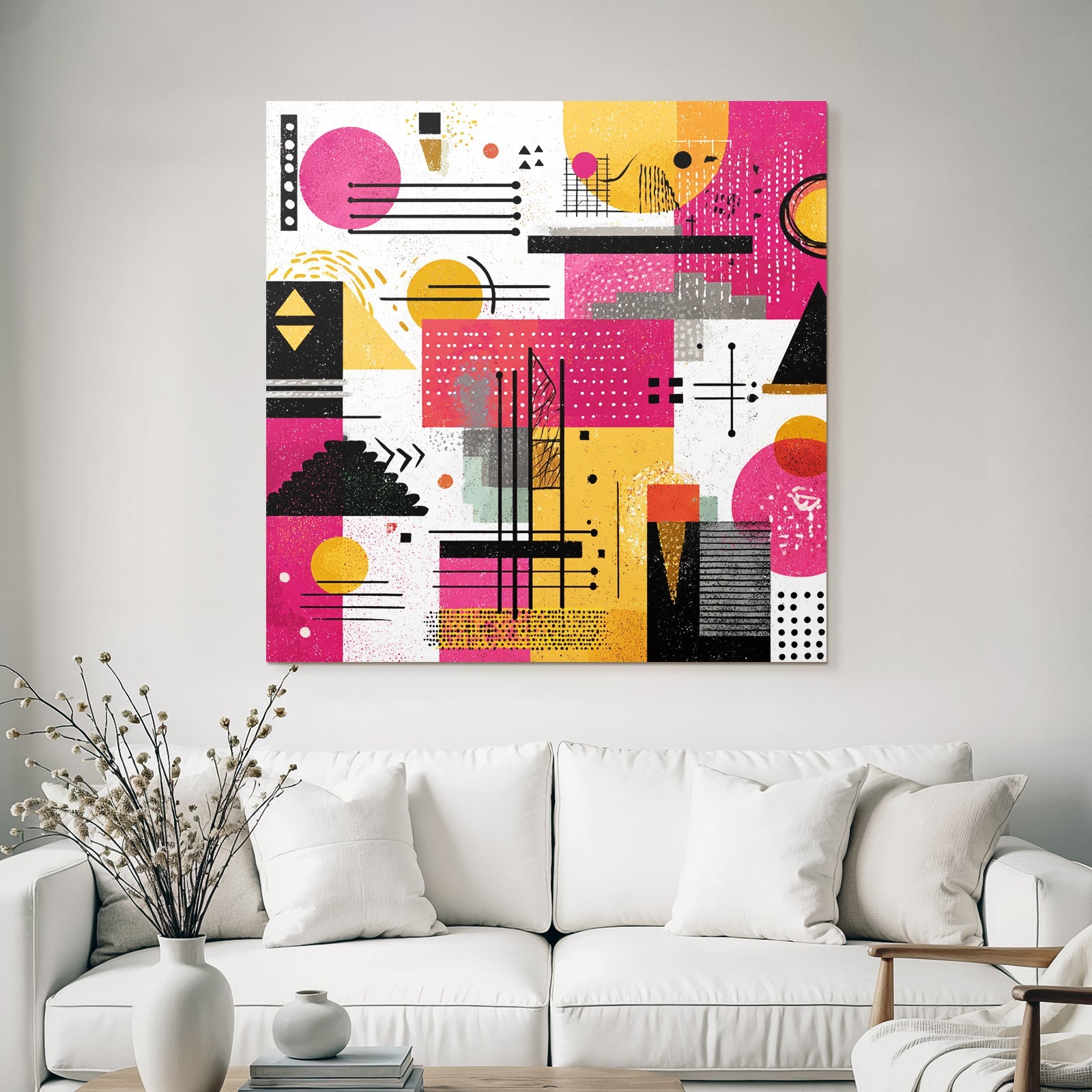 Neon Und Popfarben Abstraktes Design Geometrische Formen Farbpalette Pink Orange Schwarz Und Weiss