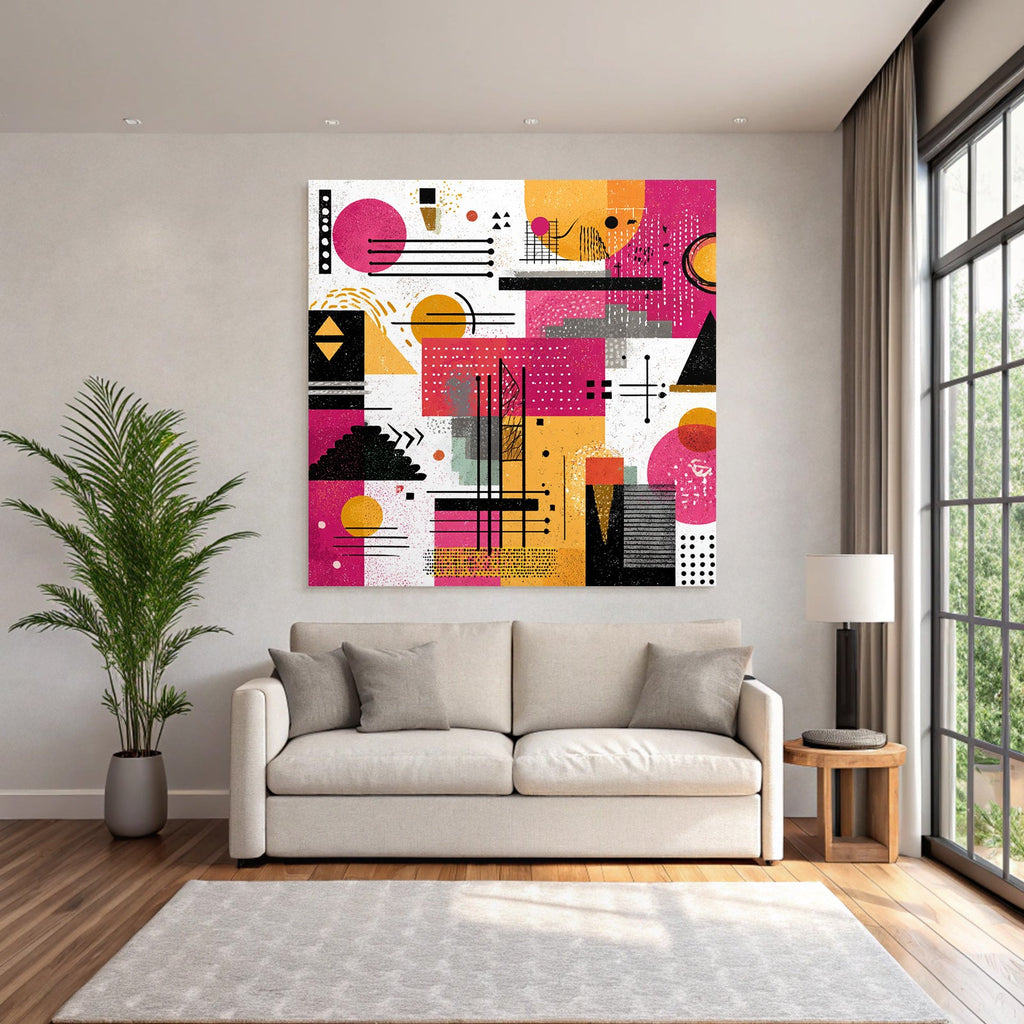 Neon Und Popfarben Abstraktes Design Geometrische Formen Farbpalette Pink Orange Schwarz Und Weiss