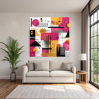Neon Und Popfarben Abstraktes Design Geometrische Formen Farbpalette Pink Orange Schwarz Und Weiss