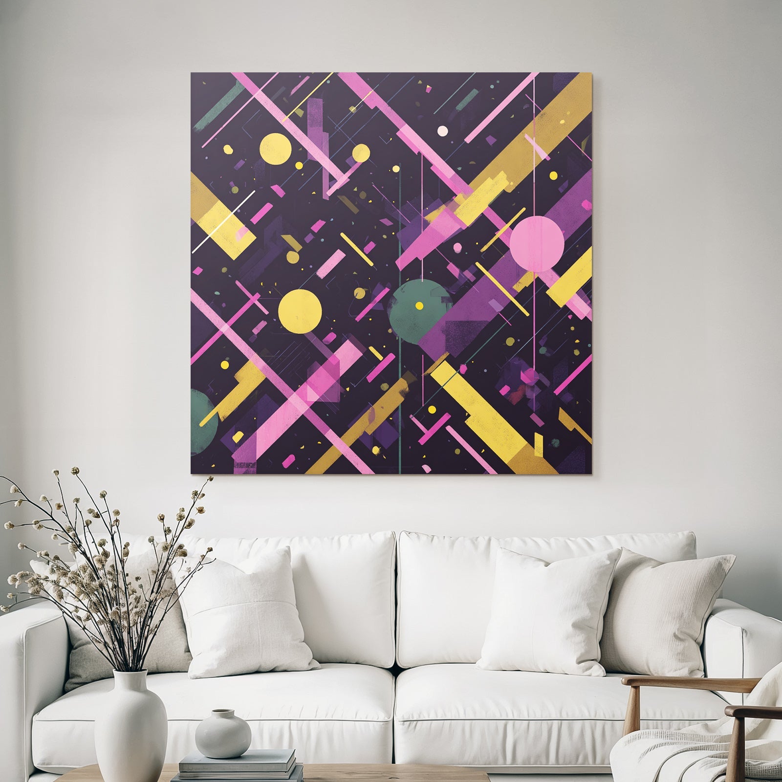 Neon Und Popfarben Abstraktes Design Geometrische Formen Vibrante Farben Muster