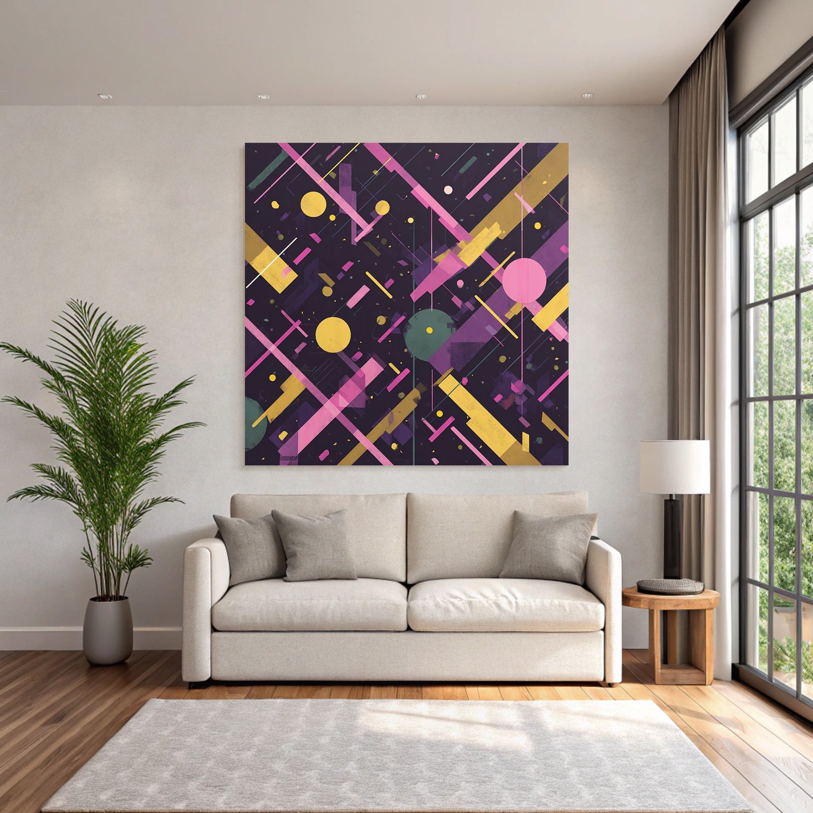 Neon Und Popfarben Abstraktes Design Geometrische Formen Vibrante Farben Muster
