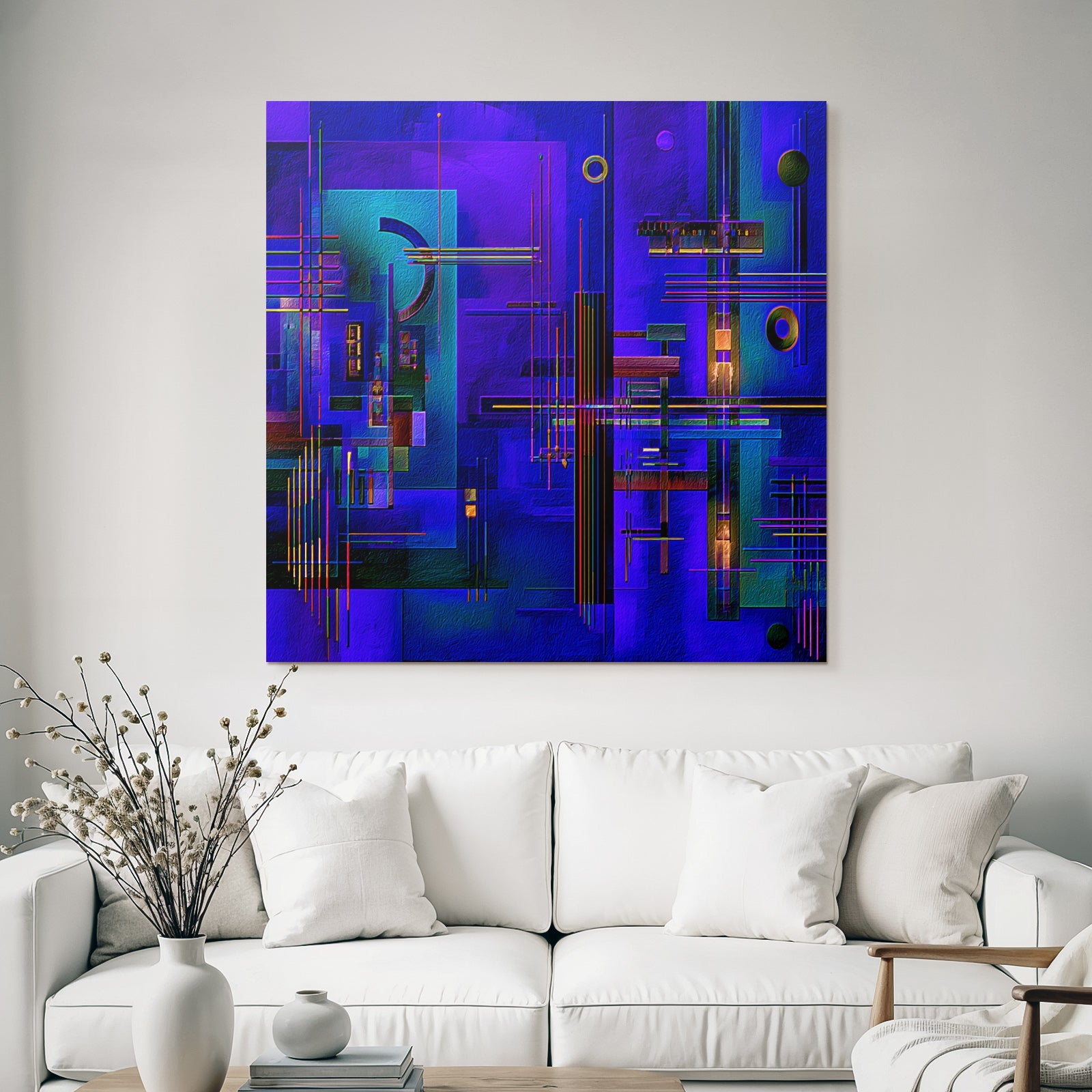 Neon Und Popfarben Abstraktes Kunstwerk Geometrische Formen Vibrante Farben