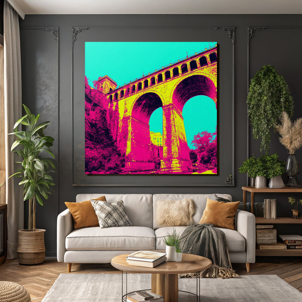 Neon Und Popfarben Brücke Mit Vibranten Farben Und Künstlerischem Filter