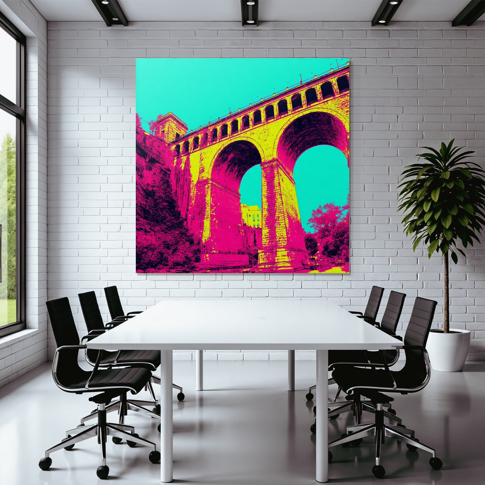 Neon Und Popfarben Brücke Mit Vibranten Farben Und Künstlerischem Filter