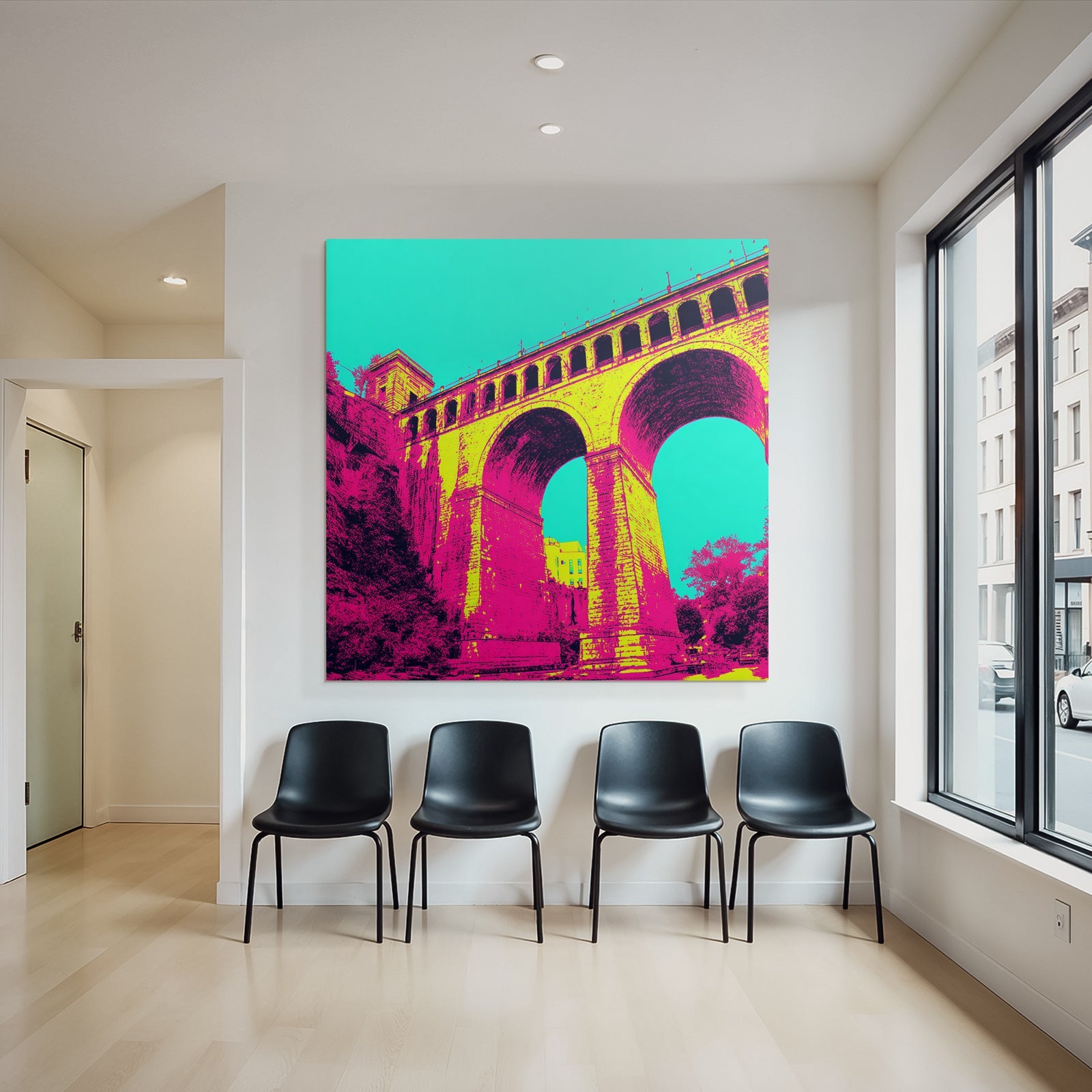 Neon Und Popfarben Brücke Mit Vibranten Farben Und Künstlerischem Filter