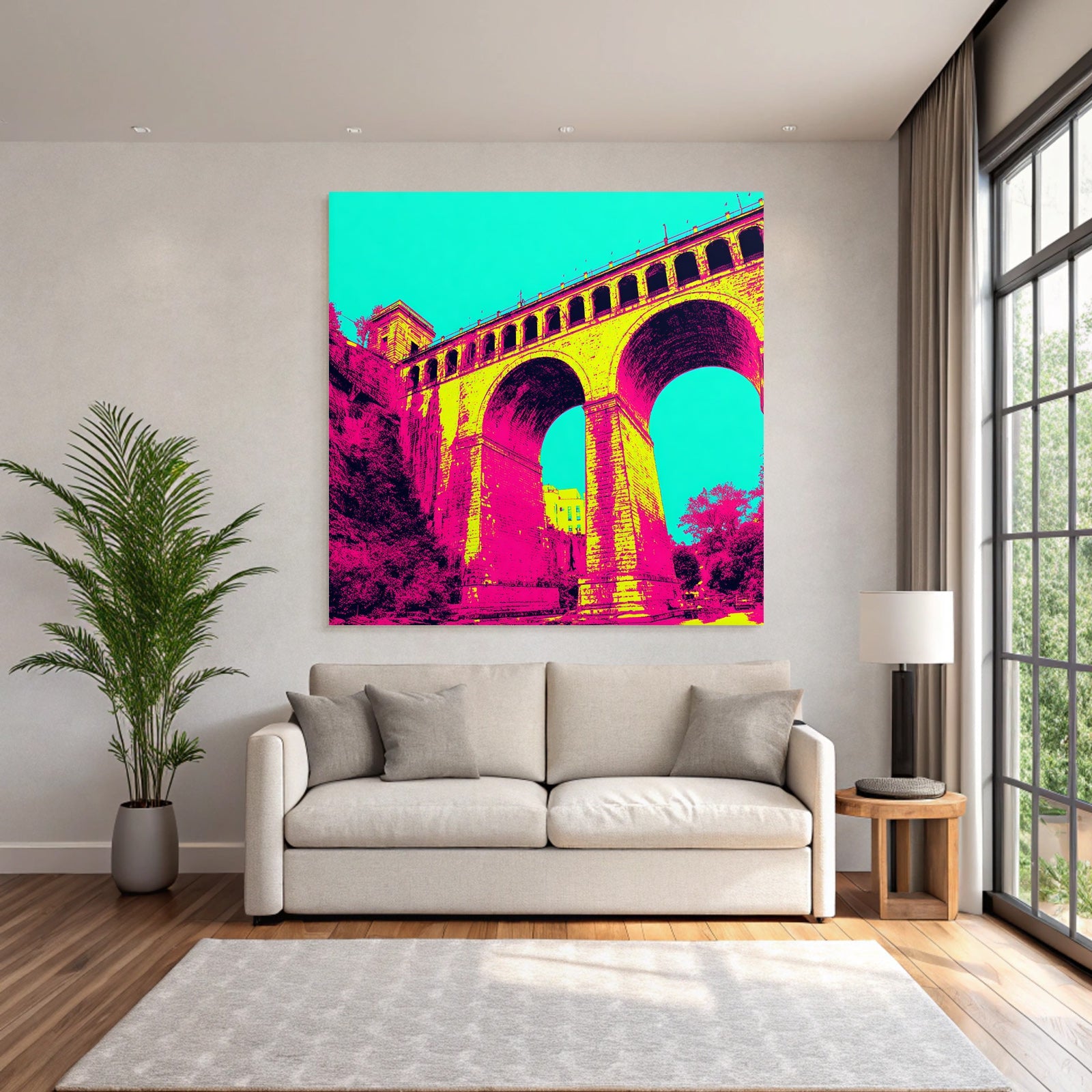 Neon Und Popfarben Brücke Mit Vibranten Farben Und Künstlerischem Filter